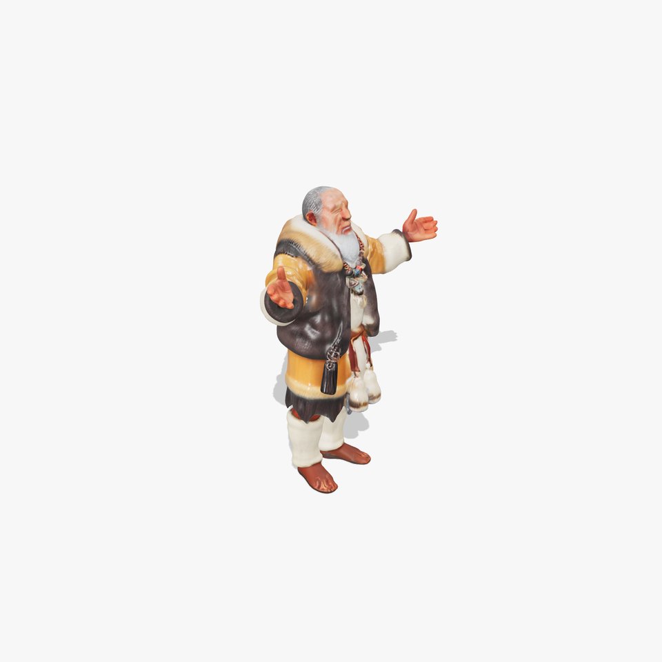 Elderly Shaman Rigged and Animated D Character Model
